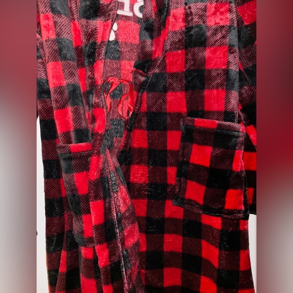 Let’s Get Cozy Mama‎ Bear Buffalo Plaid Robe Comfort Lounging Women Size S/ M - Picture 6 of 8